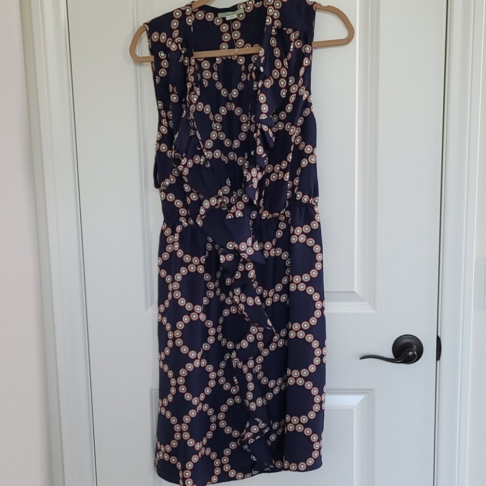 Anthropologie by Lil bullseye silk ruffle dress